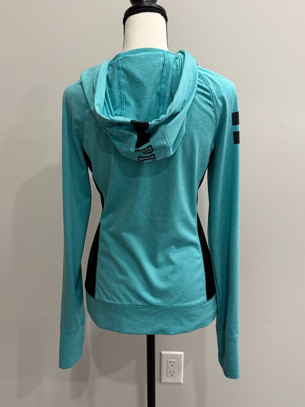 PINK Victoria's Secret Teal Zip Hoodie with Black Accents - Picture 5 of 7